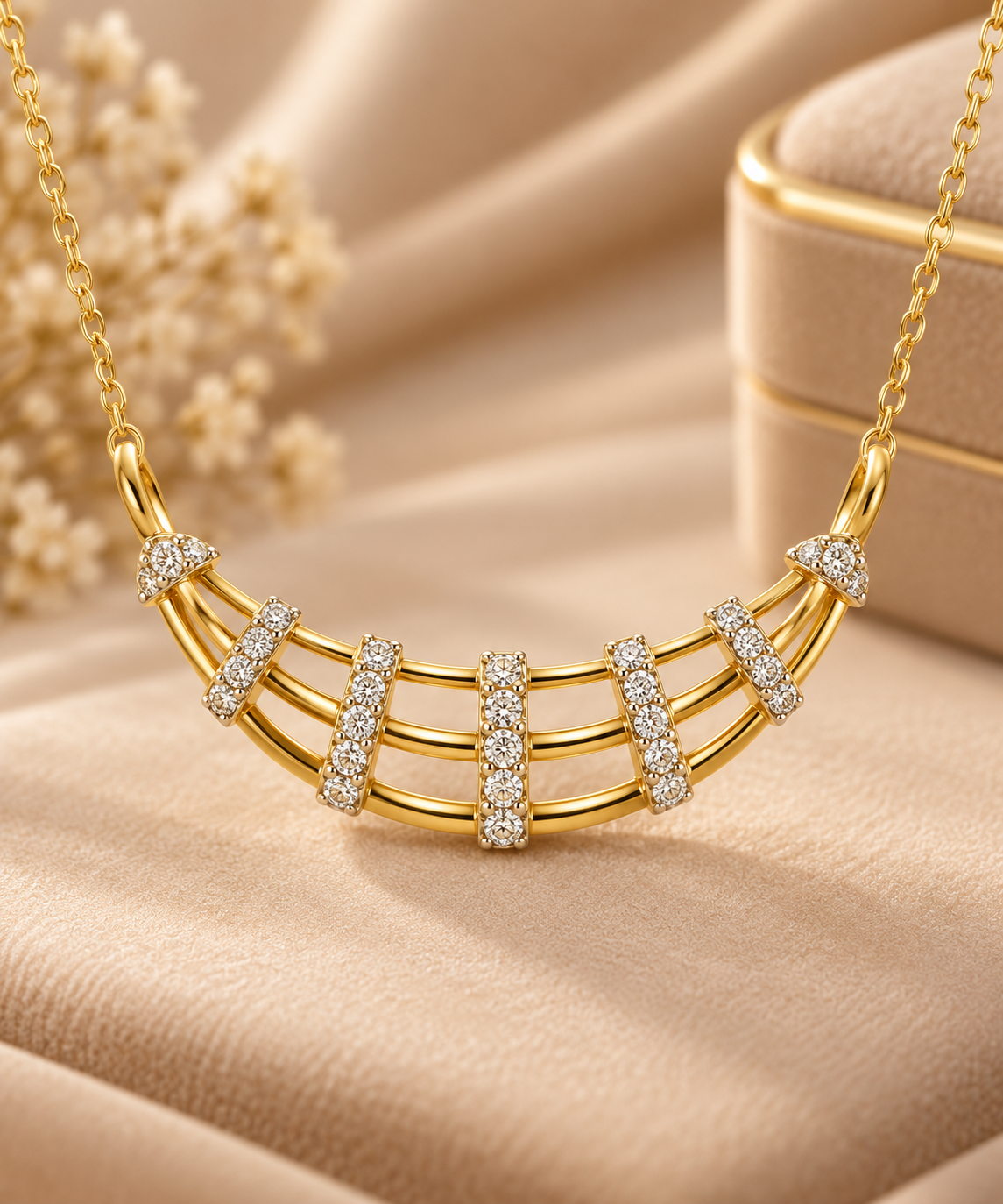 Crescent Gold Diamond Pendant